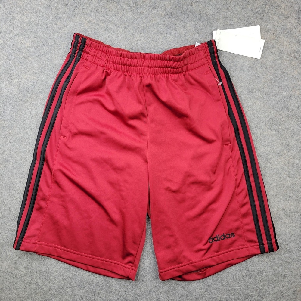 Adidas Shorts Mens Small Red 3 Stripe Tricot‎ Training Athletic Pockets FL4873